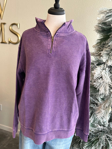 Vintage wash quarter zip purple