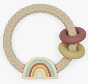 Itzy silicone teething ring rattle