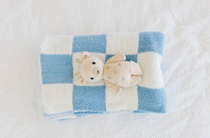 Blue checkered baby blanket